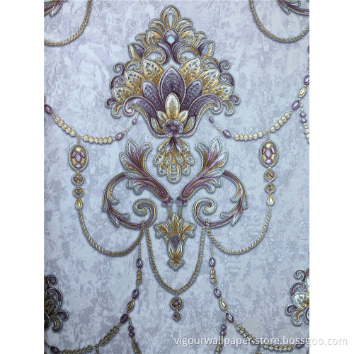Blumen-Damast-PVC-Tapeten-Hotel-Dekor-Tapete